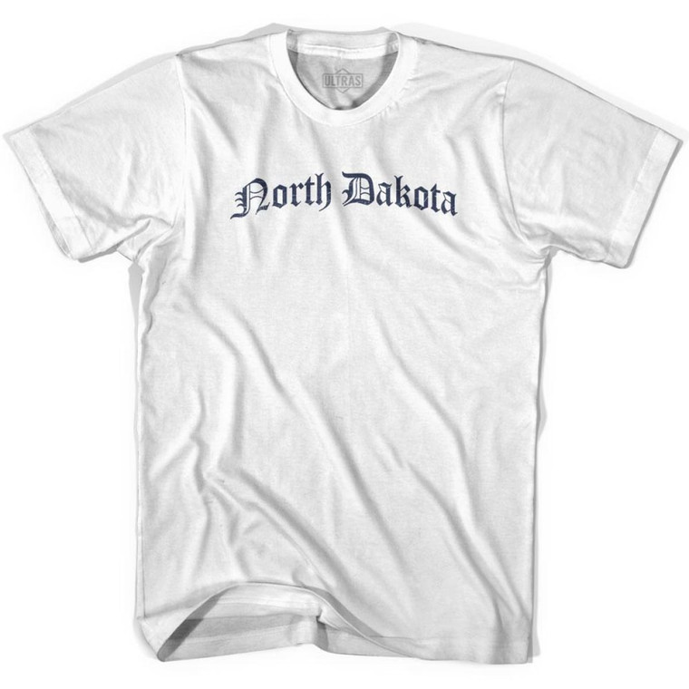 Youth North Dakota Old Town Font T-shirt - White