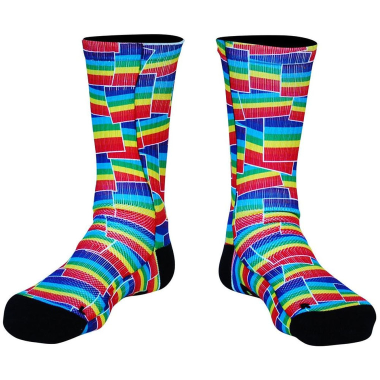 Rainbow Party Flags Premium Athletic Crew Socks - Red