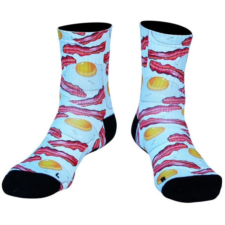 Bacon & Eggs Premium Athletic Half Crew Socks - White