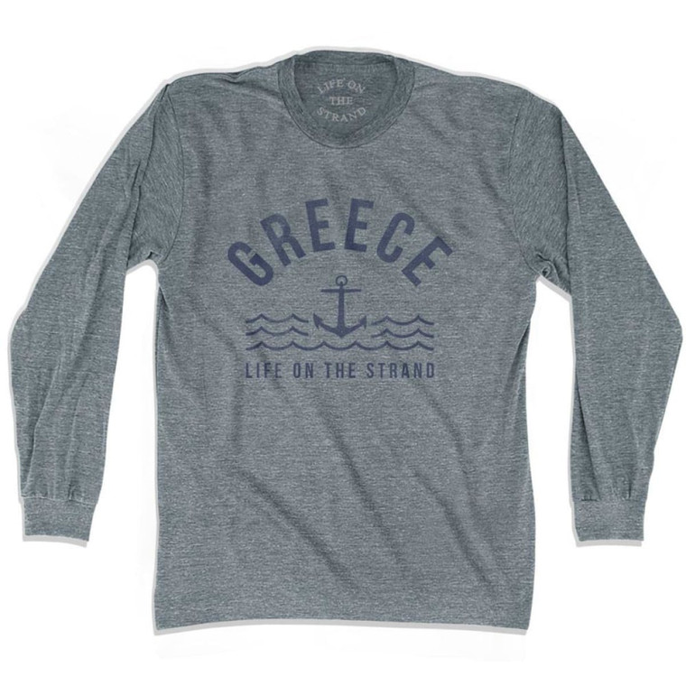 Greece Anchor Life on the Strand Long Sleeve T-shirt - Athletic Grey