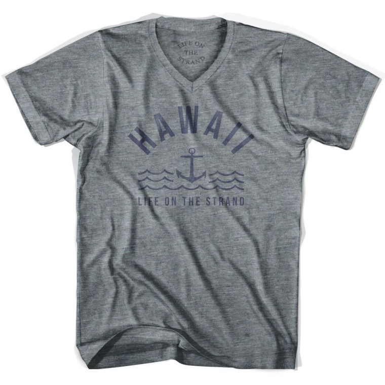 Anchor Life on the Strand V-neck T-shirt - Athletic Grey