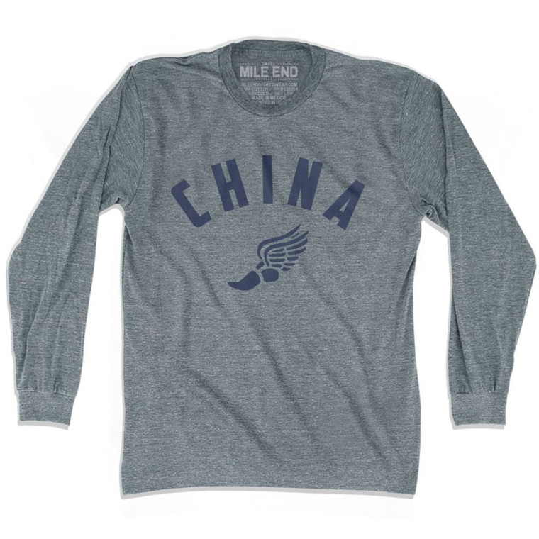 China Track Long Sleeve T-shirt - Athletic Grey