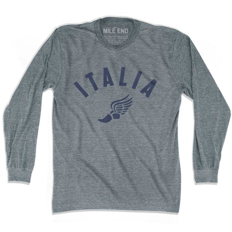 Italy Italia Track Long Sleeve T-shirt - Athletic Grey