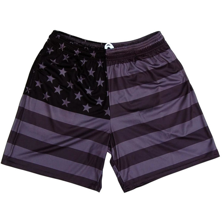 American Flag Black Out Athletic Shorts Made in USA - Black