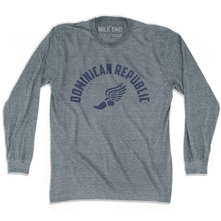 Dominican Republic Track Long Sleeve T-shirt - Athletic Grey