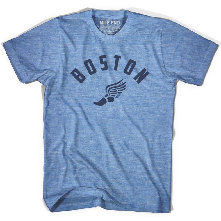 Boston Running Winged Foot Track T-Shirt - Athletic Blue