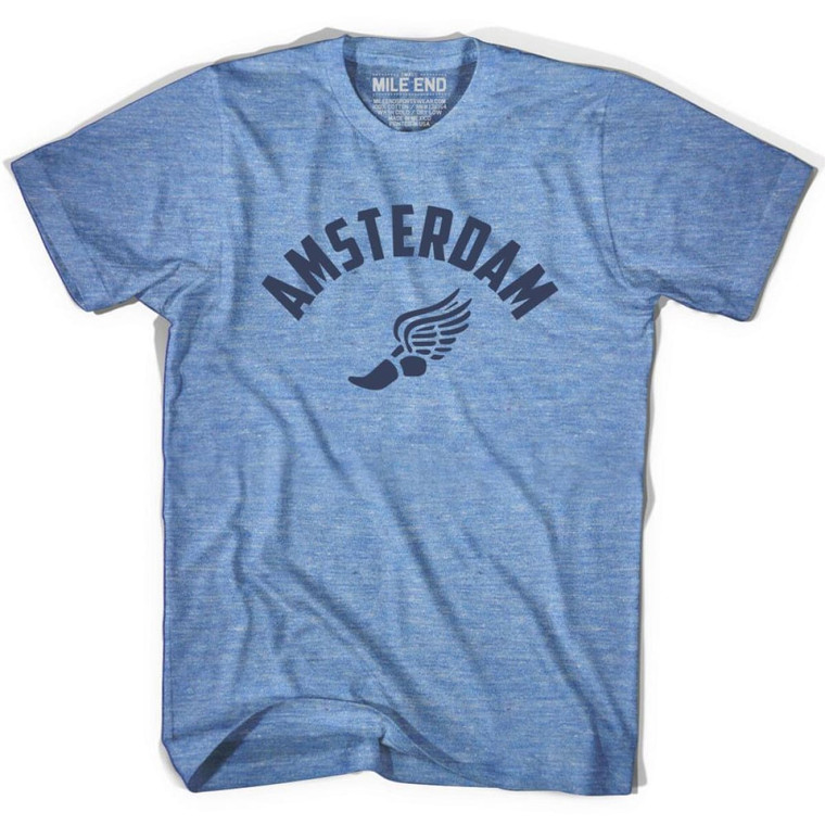 Amsterdam Running Winged Foot Track T-Shirt - Athletic Blue