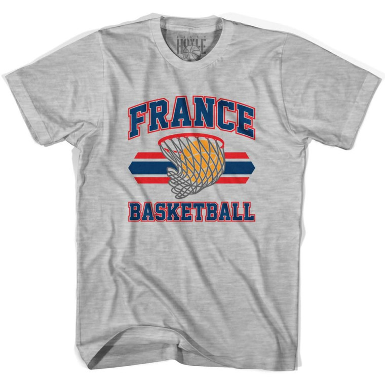 France 90's Basketball T-shirts - Grey Heather