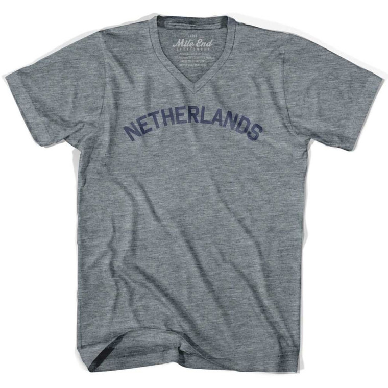 Netherlands Vintage V-neck T-shirt - Athletic Grey