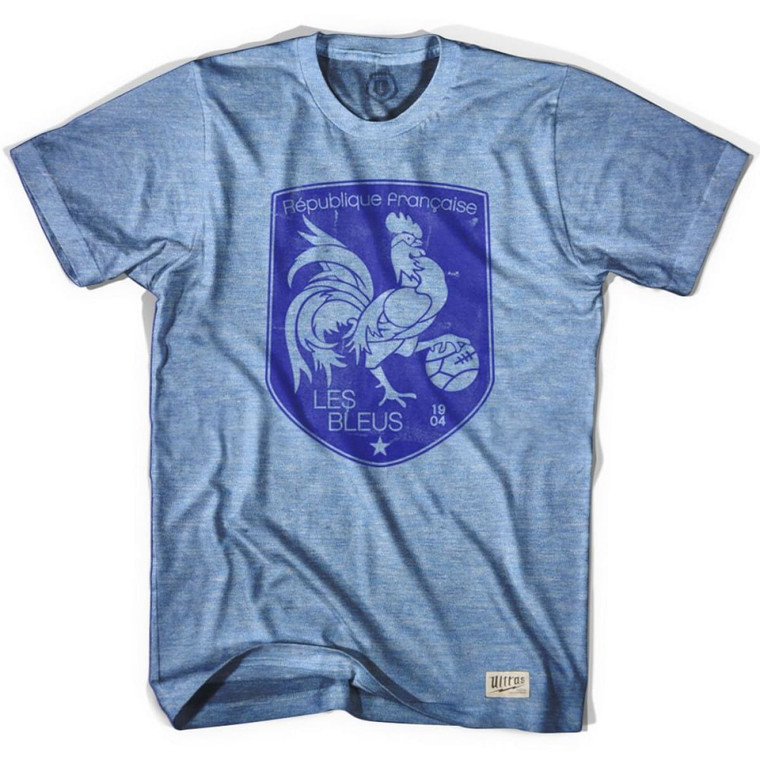 France Rooster Shield Soccer T-shirt - Athletic Blue