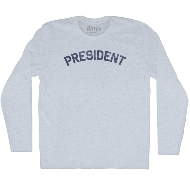 President Adult Cotton Long Sleeve T-shirt - White