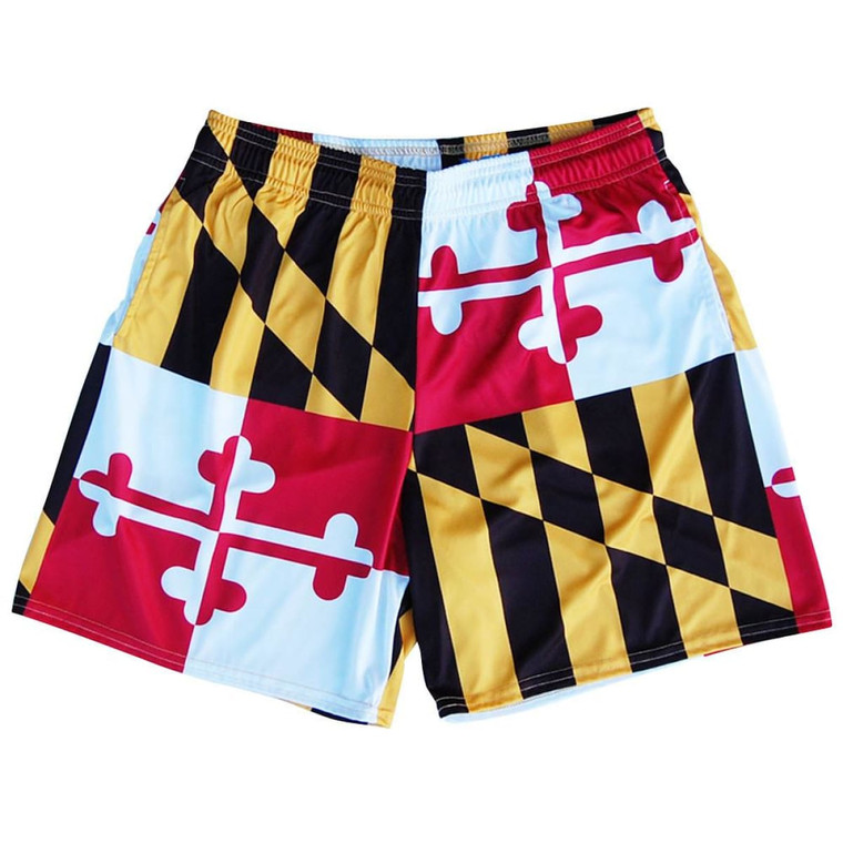 Maryland Flag Athletic Shorts Made in USA - Red, Black, Yellow, White