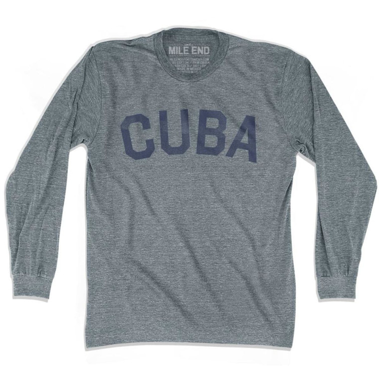 Cuba Vintage Long Sleeve T-shirt - Athletic Grey