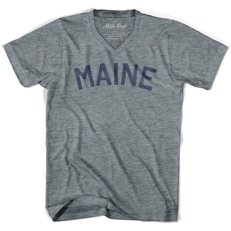 Maine Vintage V-neck T-shirt - Athletic Grey