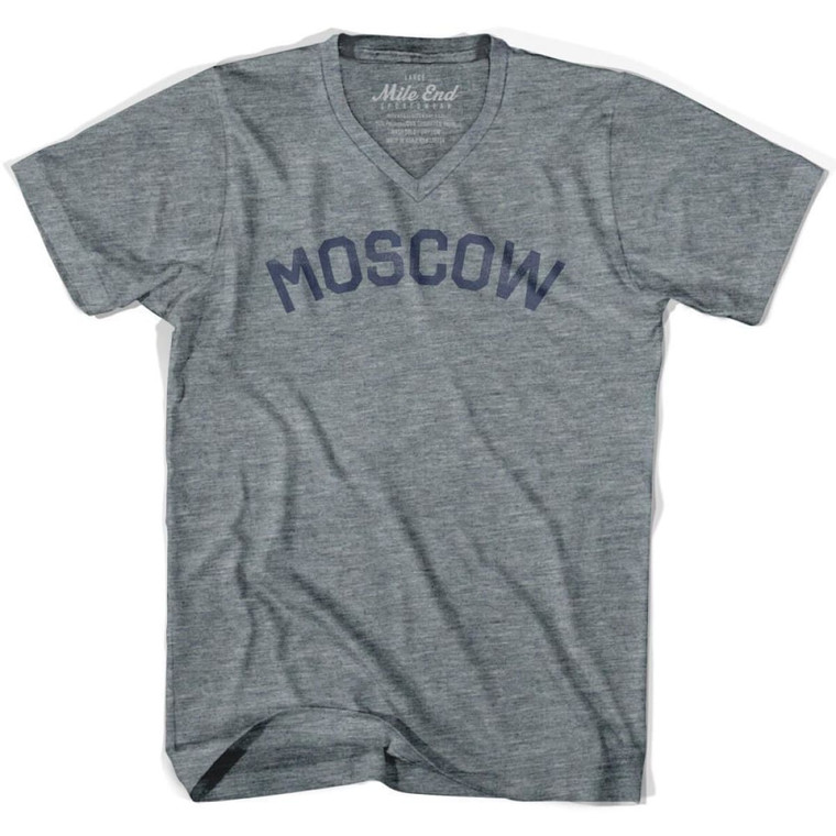 Moscow Vintage V-neck T-shirt - Athletic Grey