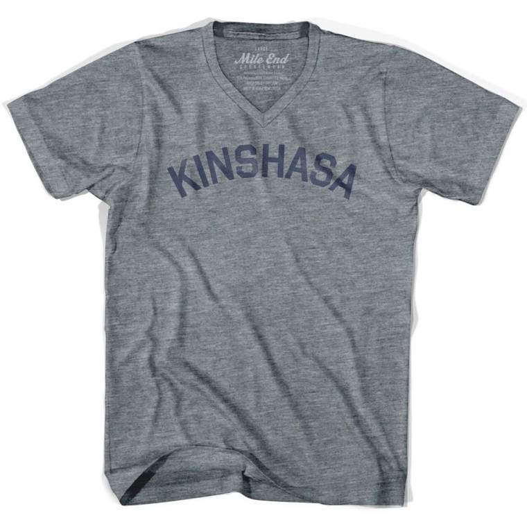 Kinshasa Vintage V-neck T-shirt - Athletic Grey