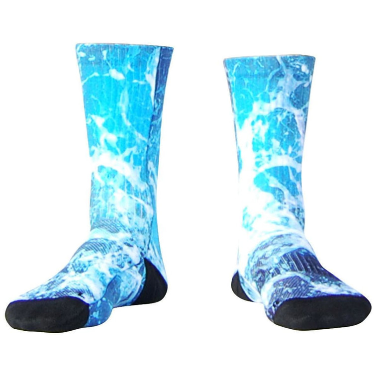 Ocean Waves Athletic Crew Socks - Blue