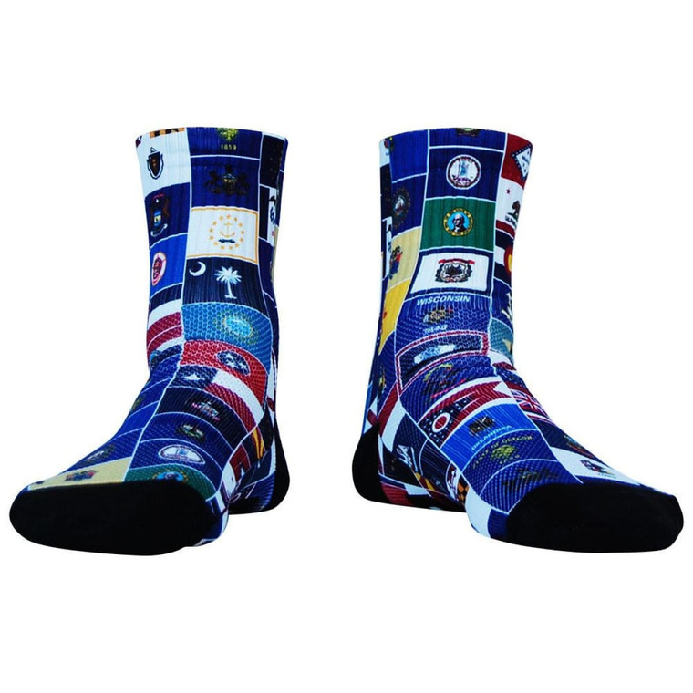 American State Flag Half Crew Athletic Socks - Red White Blue