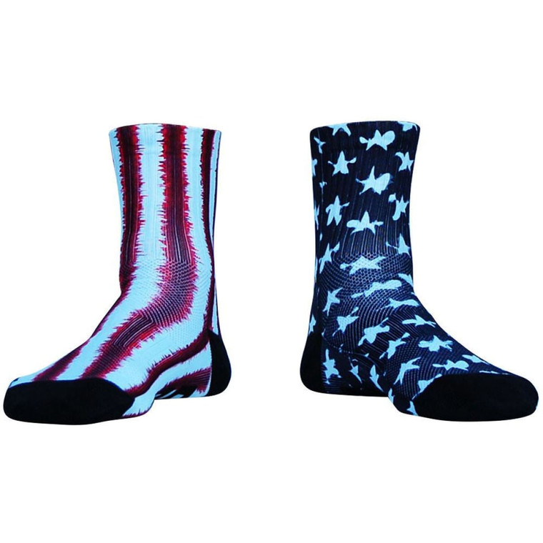 American Flag Tie Dye Half Crew Athletic Socks - Red White Blue