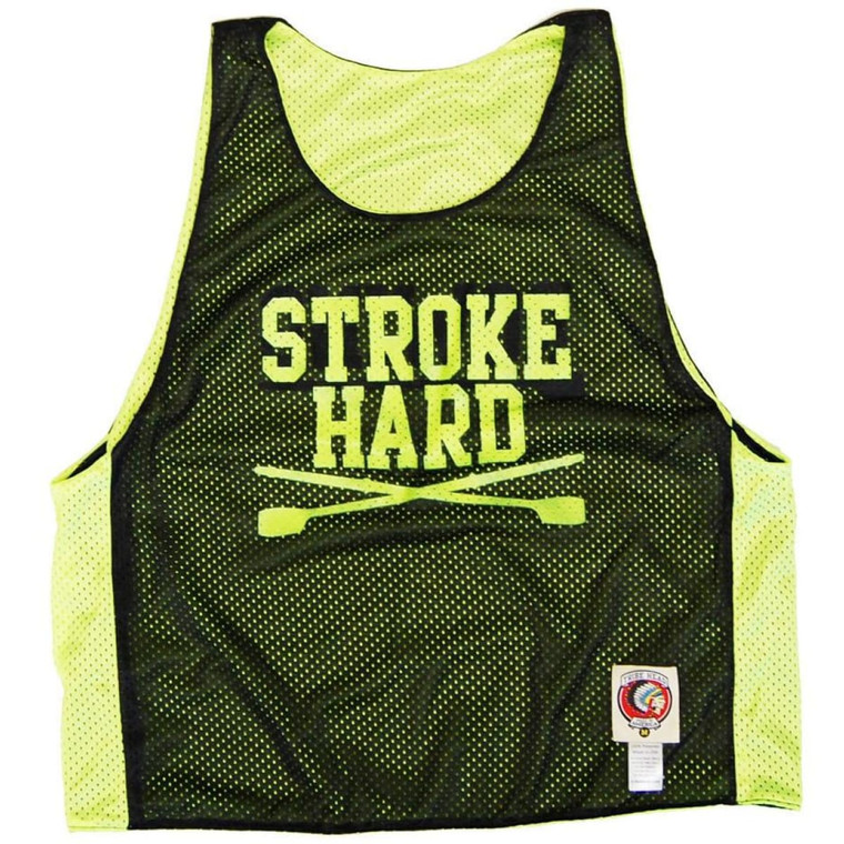 Rowing Stroke Hard Lacrosse Pinnie Made in USA - Neon Green and Black
