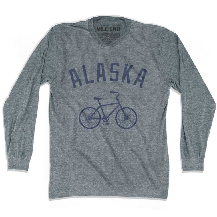 Alaska Text Bike T-shirt Long Sleeve - Athletic Grey