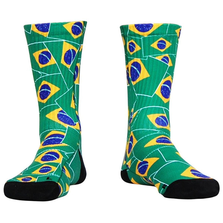 Brazil Flag Party Athletic Crew Socks - Green