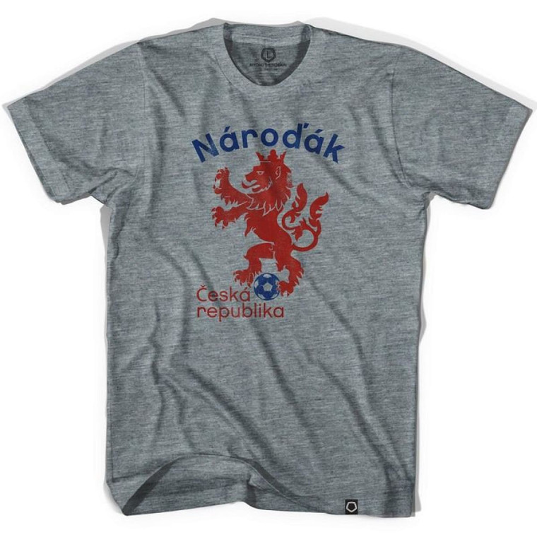 Czech Republic Narodak Lion Soccer T-shirt - Athletic Grey
