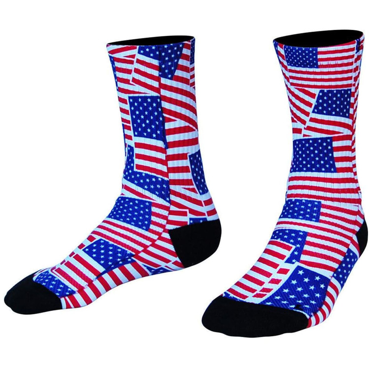 American Flag Party Athletic Crew Socks - White