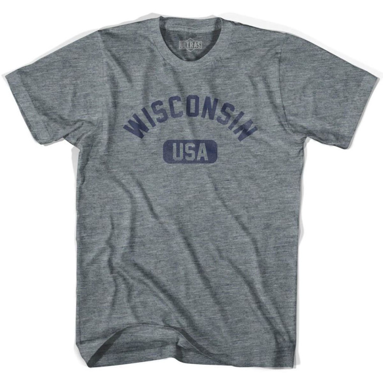 Wisconsin USA Adult Tri-Blend T-shirt - Athletic Grey