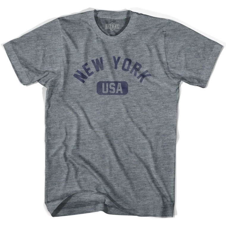 New York USA Adult Tri-Blend T-shirt - Athletic Grey