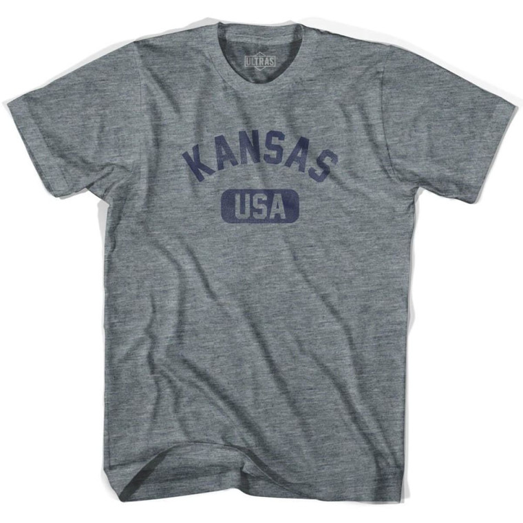 Kansas USA Adult Tri-Blend T-shirt - Athletic Grey