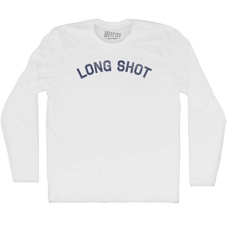 Long Shot Adult Cotton Long Sleeve T-shirt - White