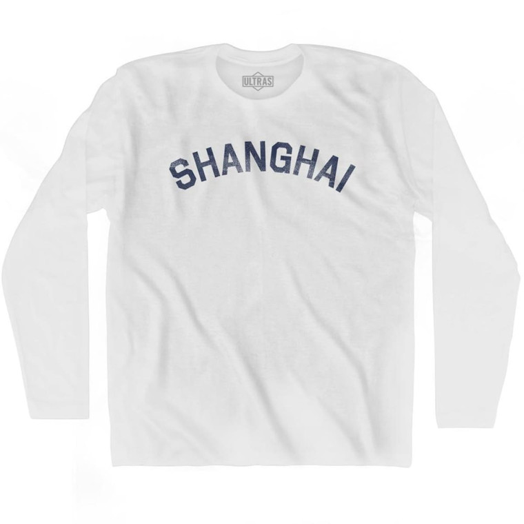 Shanghai Vintage Adult Cotton Long Sleeve T-shirt - White