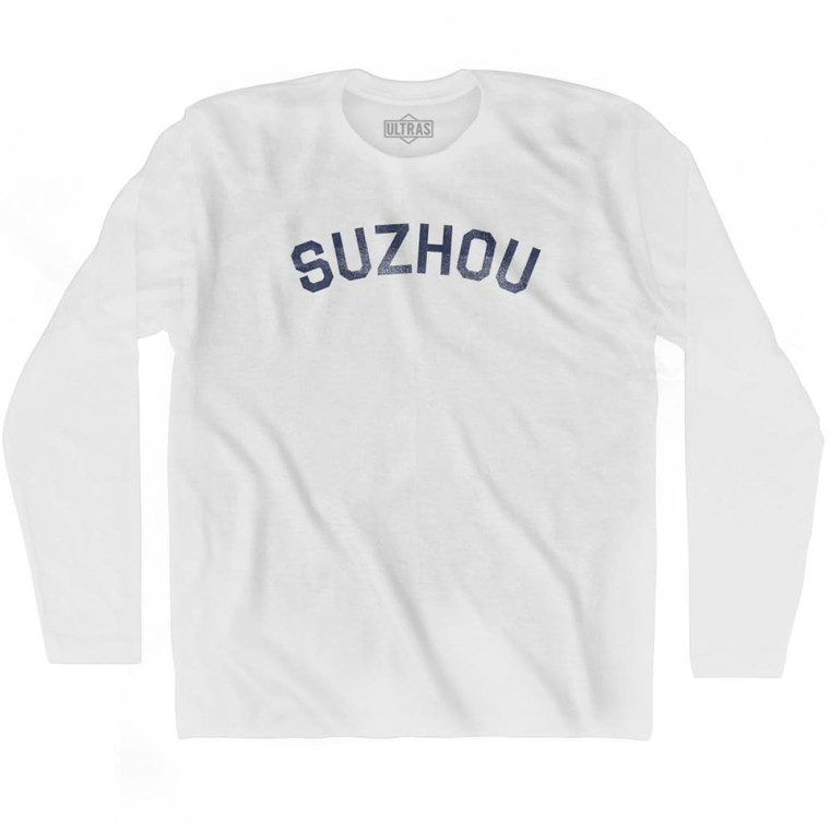 Suzhou Vintage Adult Cotton Long Sleeve T-shirt - White