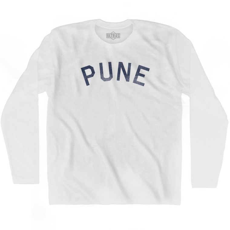 Pune Vintage Adult Cotton Long Sleeve T-shirt - White