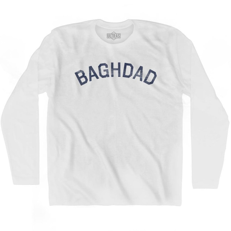 Baghdad Vintage Adult Cotton Long Sleeve T-shirt - White