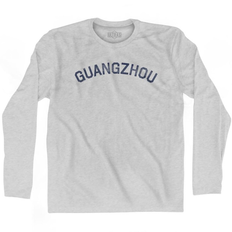 Guangzhou Vintage Adult Cotton Long Sleeve T-Shirt - Grey Heather