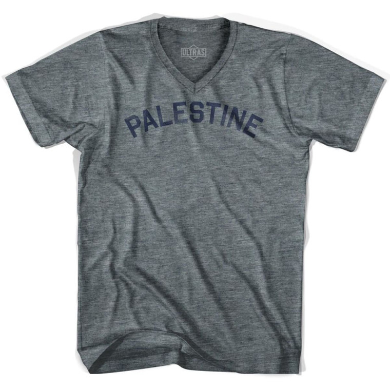 Palestine Vintage City Adult Tri-Blend V-neck T-shirt - Athletic Grey