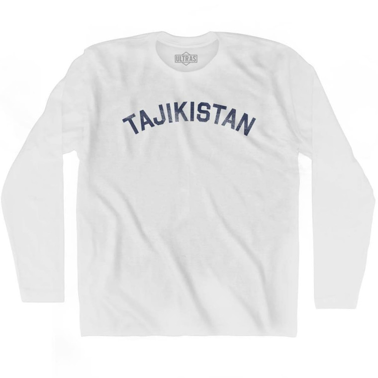 Tajikistan Vintage City Adult Cotton Long Sleeve T-shirt - White