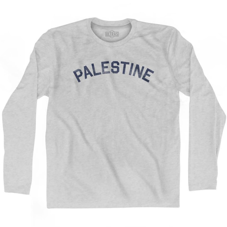 Palestine Vintage City Adult Cotton Long Sleeve T-Shirt - Grey Heather