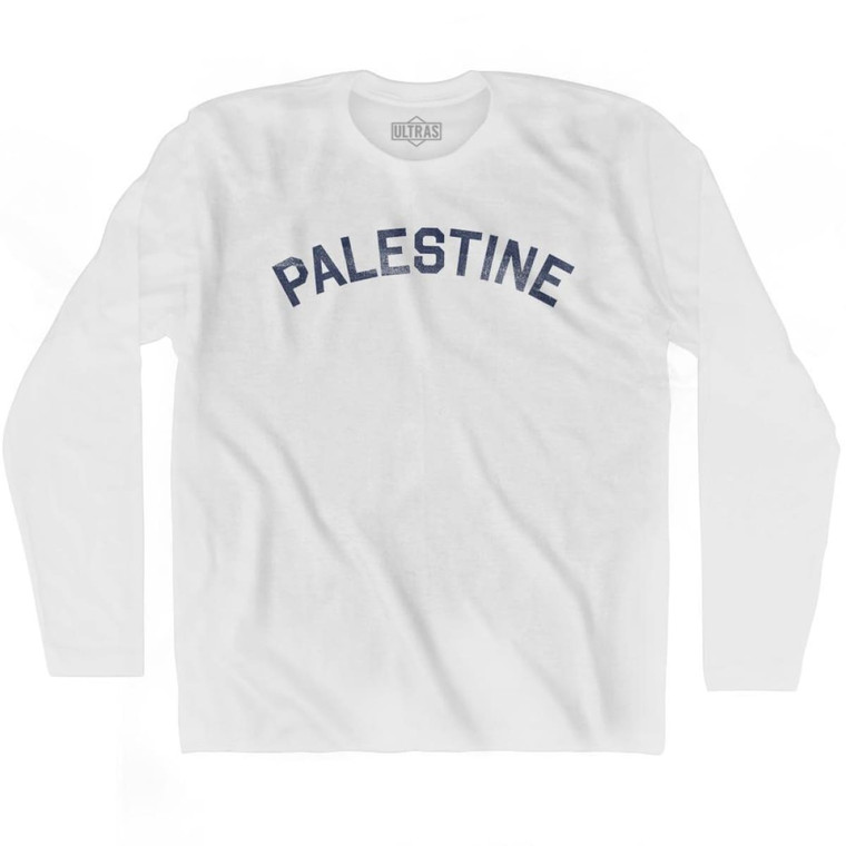 Palestine Vintage City Adult Cotton Long Sleeve T-shirt - White