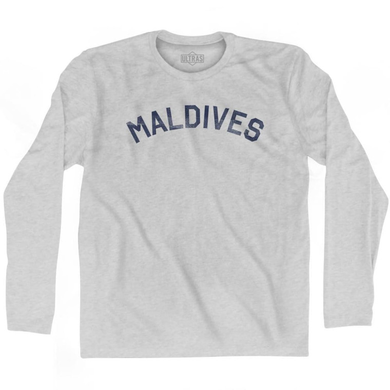 Maldives Vintage City Adult Cotton Long Sleeve T-Shirt - Grey Heather