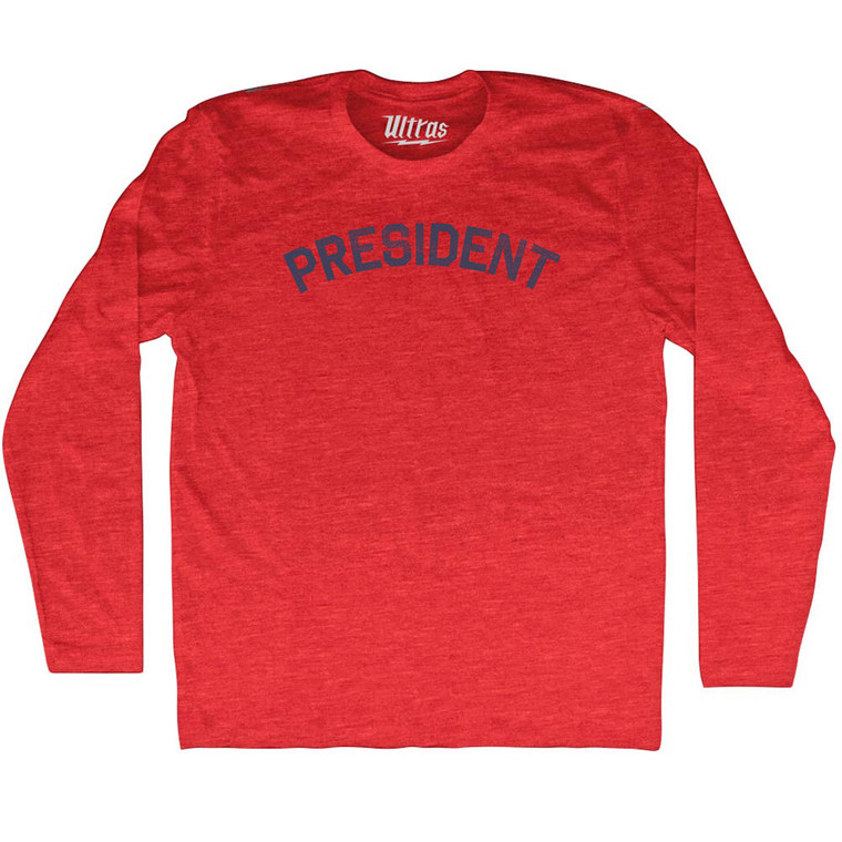 President Adult Tri-Blend Long Sleeve T-shirt - Athletic Red