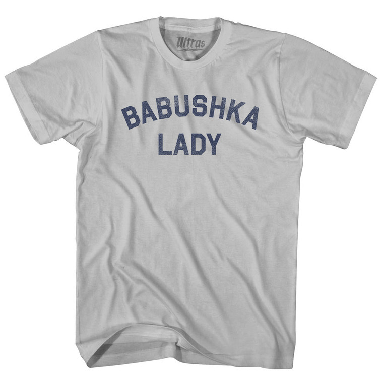 Babushka Lady Adult Cotton T-shirt - Cool Grey