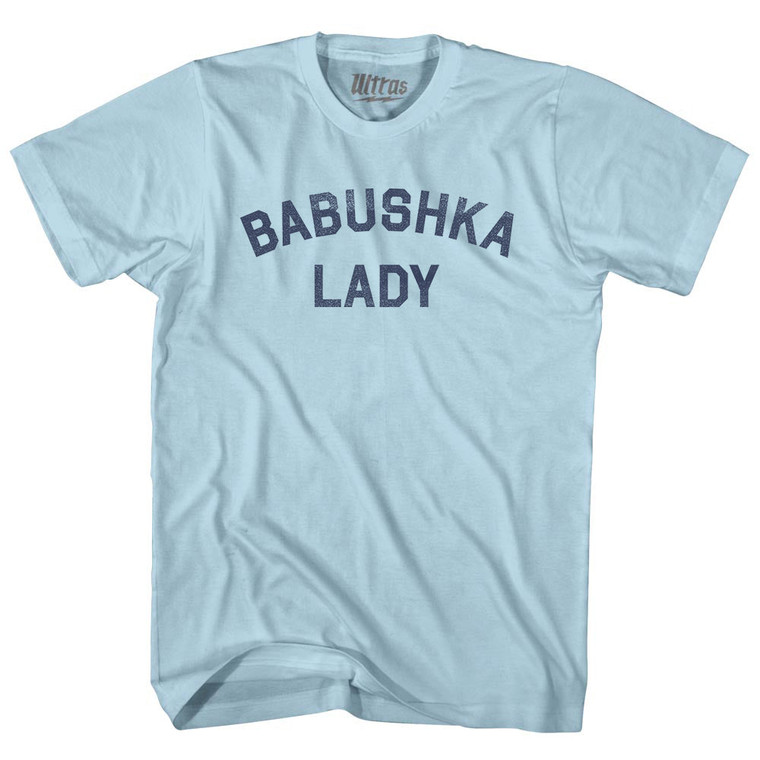 Babushka Lady Adult Cotton T-shirt - Light Blue