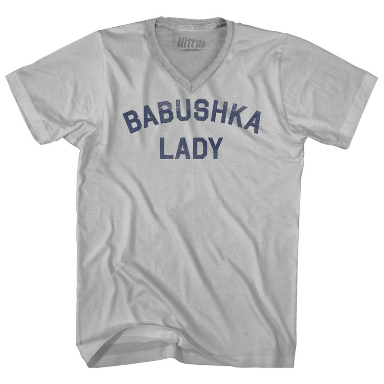Babushka Lady Adult Tri-Blend V-neck T-shirt - Cool Grey