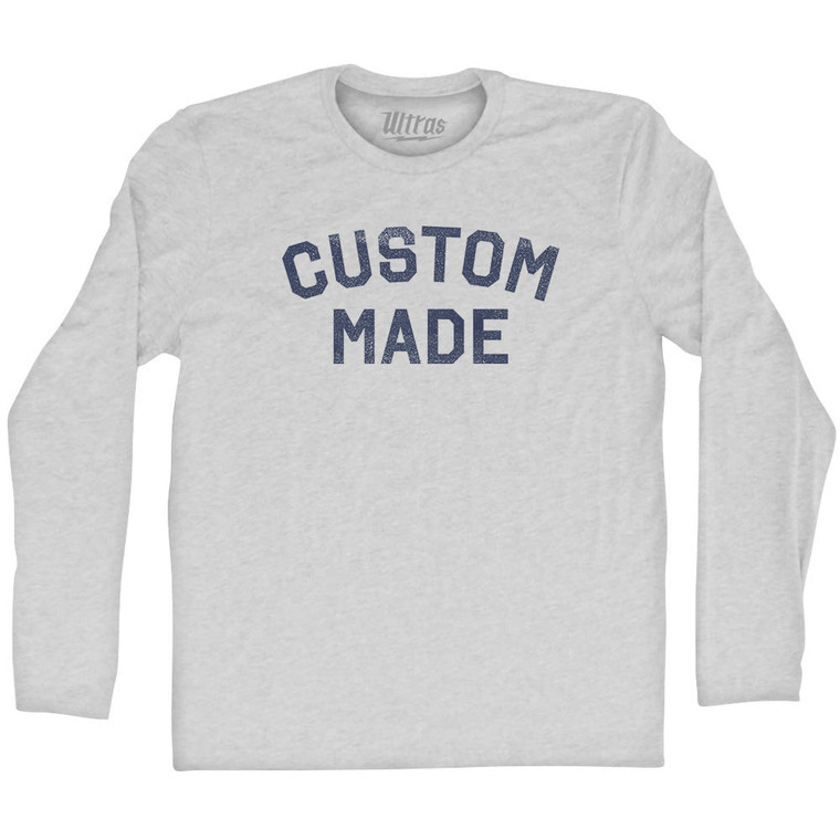 Custom Made Adult Cotton Long Sleeve T-shirt - Grey Heather