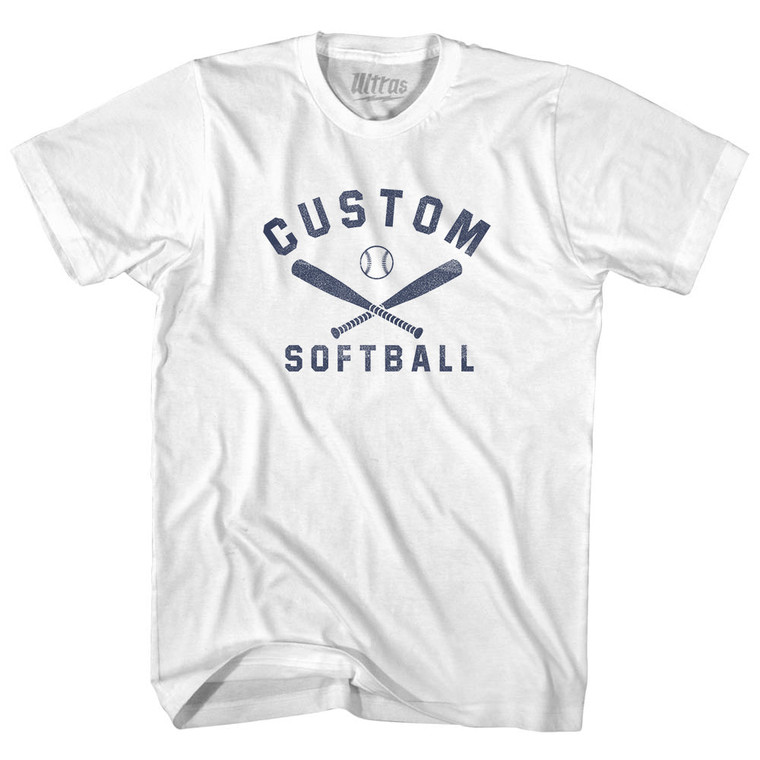 Custom Softball Womens Cotton Junior Cut T-Shirt - White