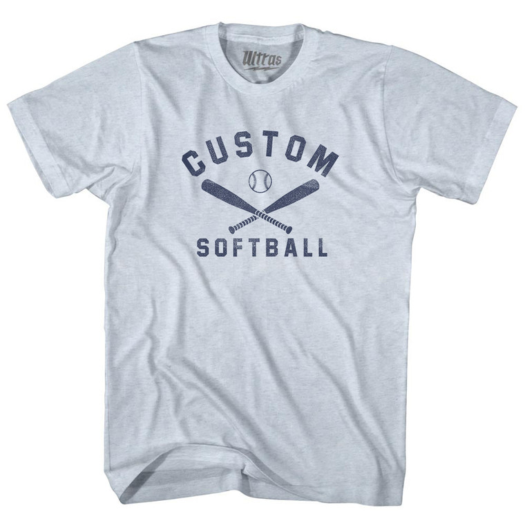 Custom Softball Adult Tri-Blend T-shirt - Athletic White