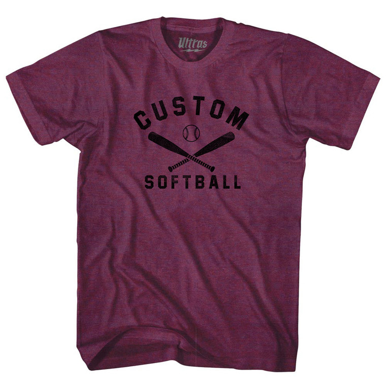 Custom Softball Adult Tri-Blend T-shirt - Athletic Cranberry